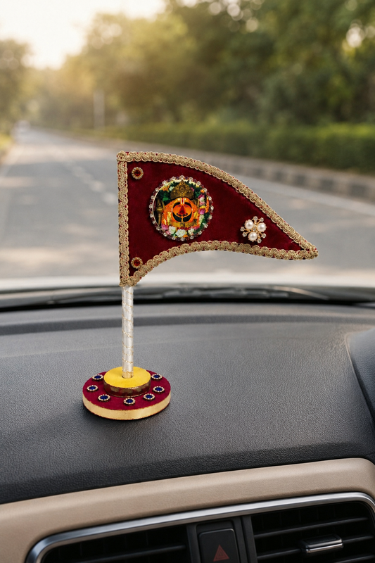 Salasar Balaji Decorative Nishan with Stand – Maroon