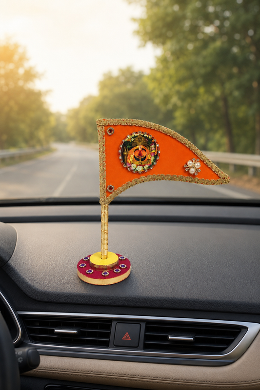 Salasar Balaji Decorative Nishan with Stand – Saffron