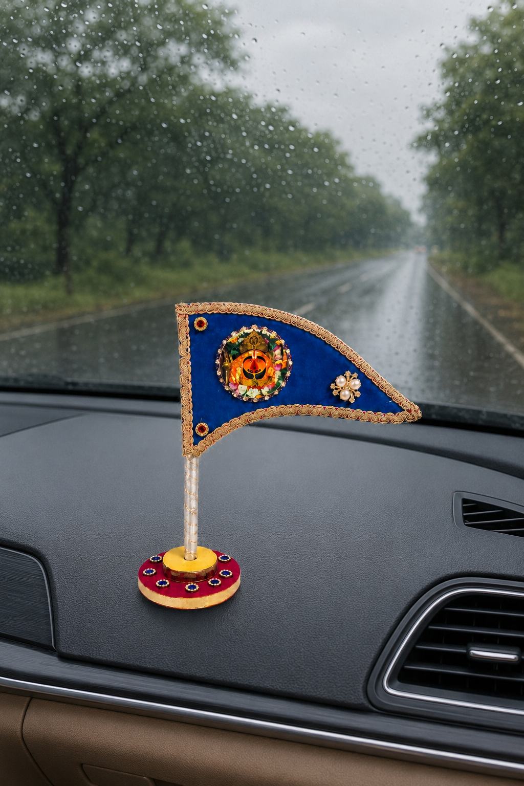 Salasar Balaji Decorative Nishan with Stand – Royal Blue
