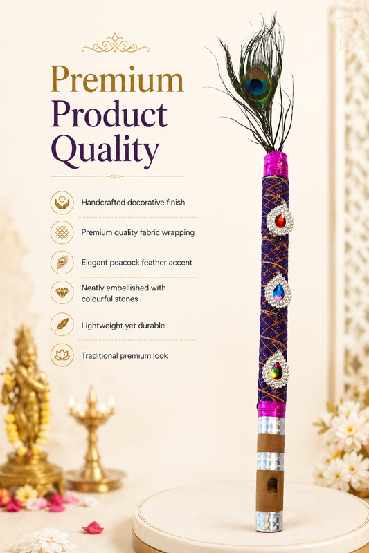 Decorative Peacock Feather Bansuri