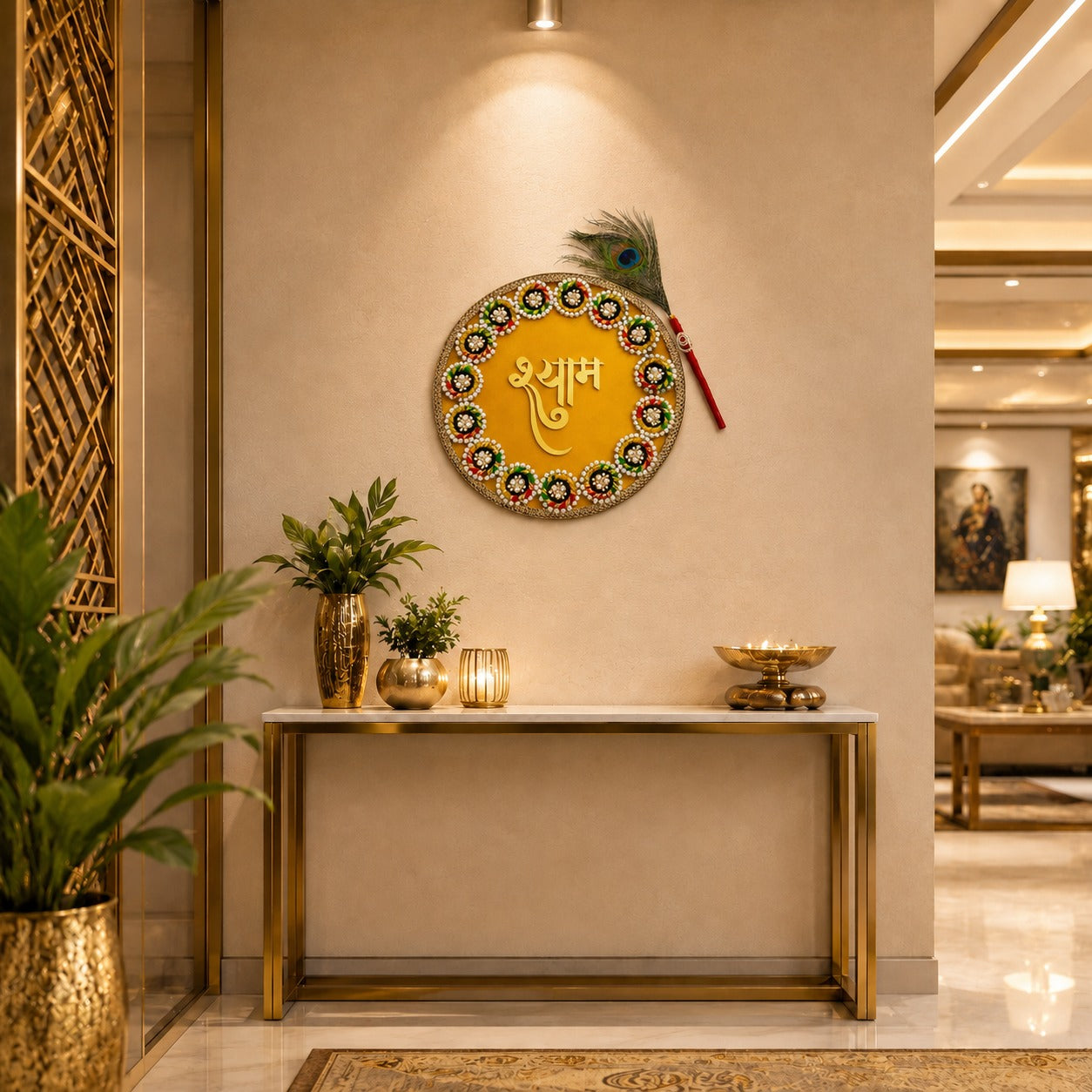 Premium Yellow Shyam Wall Hanging | Handmade Mandir & Home Decor