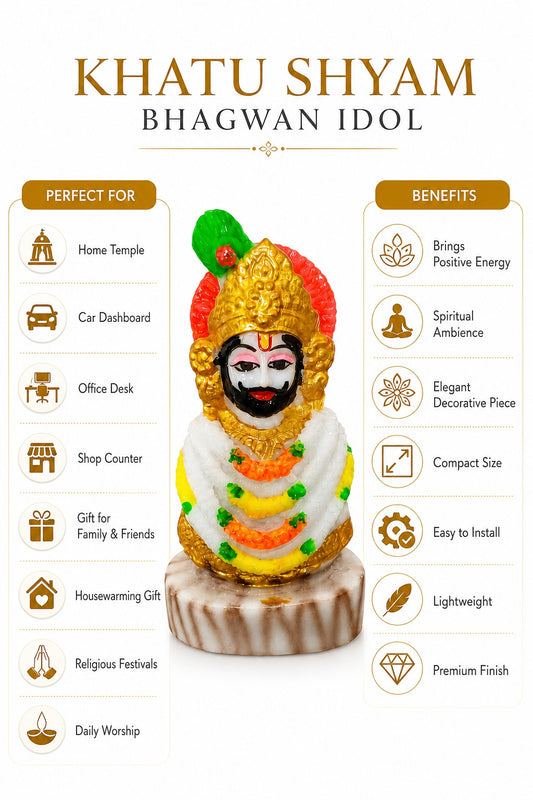 Khatu Shyam Ji Car Dashboard Idol with Decorative Base