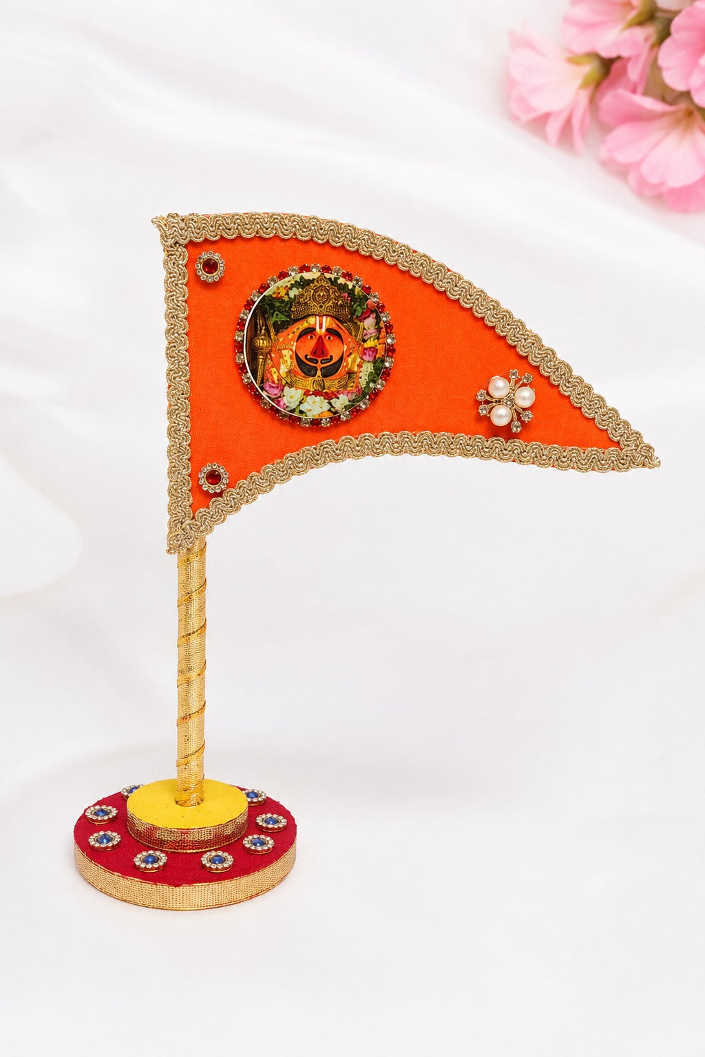 Salasar Balaji Decorative Nishan with Stand – Saffron