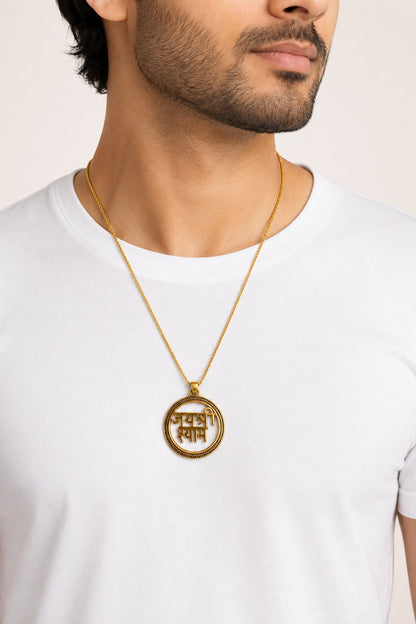 Jai Shree Shyam Pendant Necklace | Golden Shyam Baba Locket for Men & Women