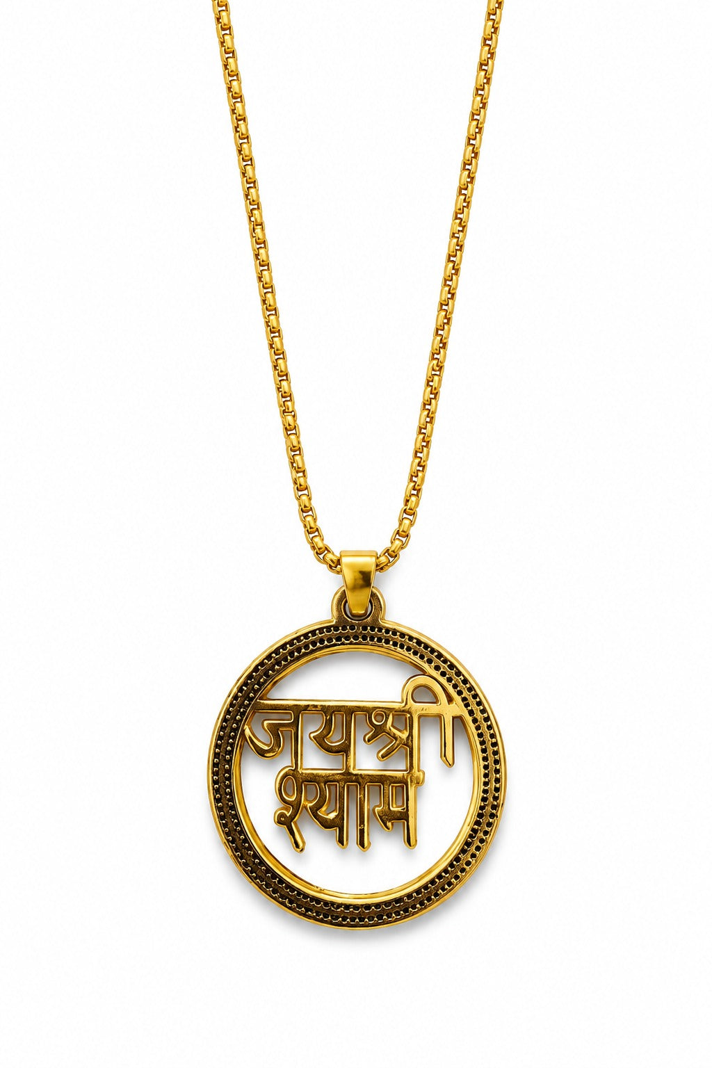 Jai Shree Shyam Pendant Necklace | Golden Shyam Baba Locket for Men & Women