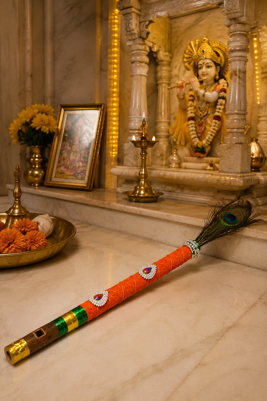 Decorative Peacock Feather Bansuri