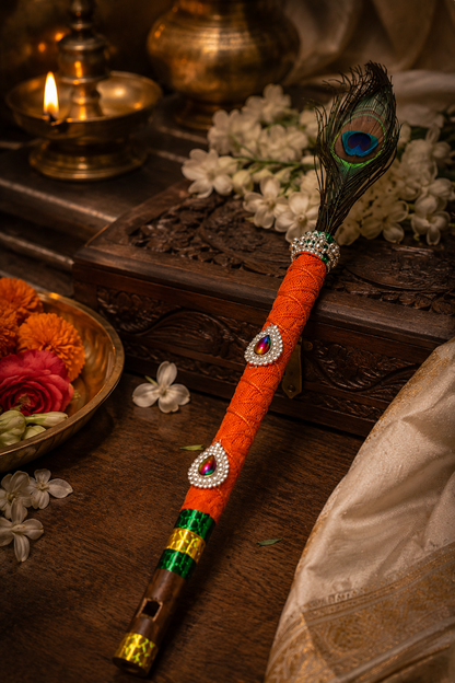 Decorative Peacock Feather Bansuri