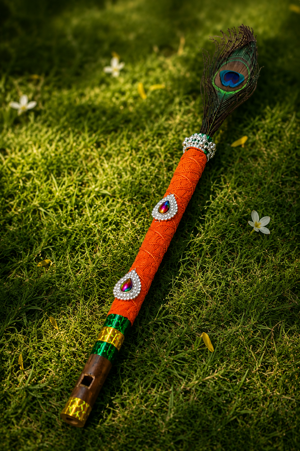 Decorative Peacock Feather Bansuri