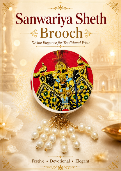 Sanwariya Seth Premium Pearl Brooch | Shyam Baba Devotional Brooch for Poshak, Pagdi & Festive Decoration