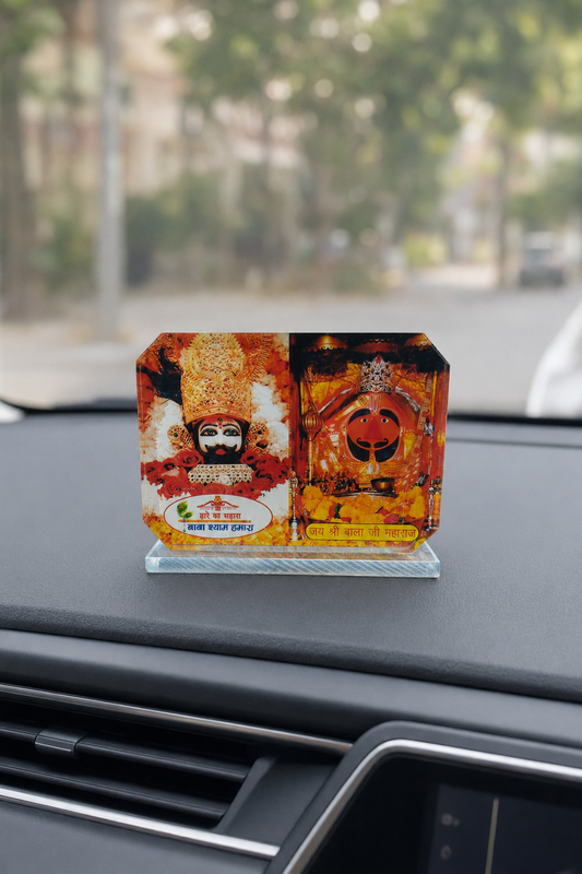 Khatu Shyam Ji & Salasar Balaji Acrylic Dashboard Stand