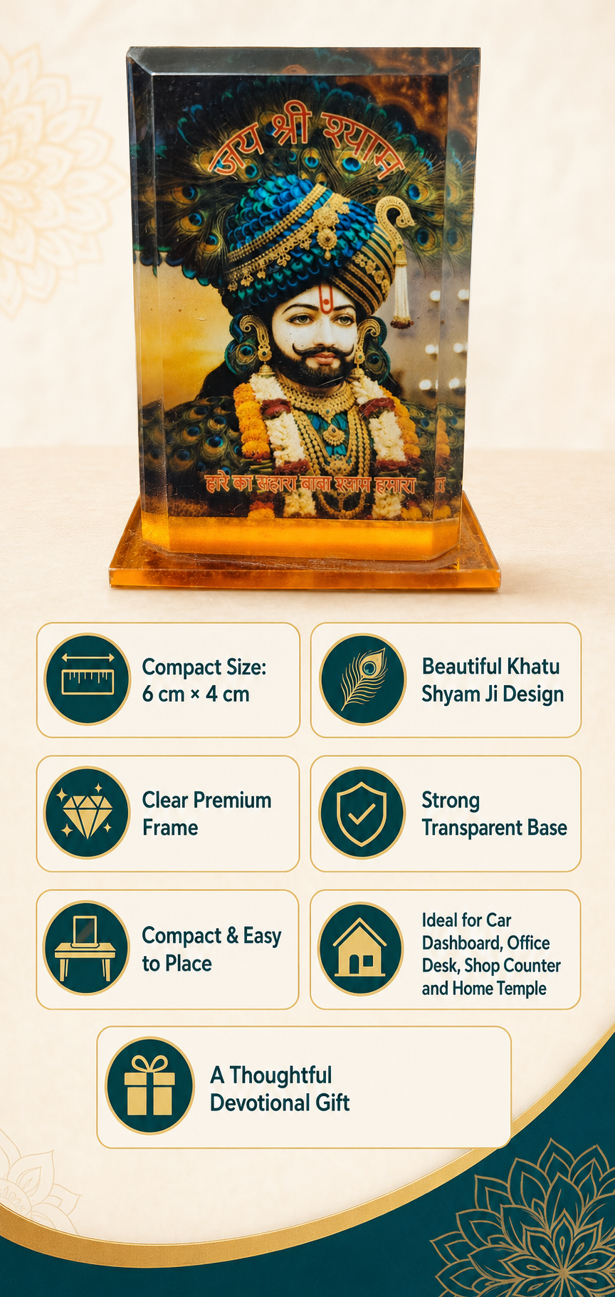 Jai Shri Shyam Acrylic Car Dashboard Stand