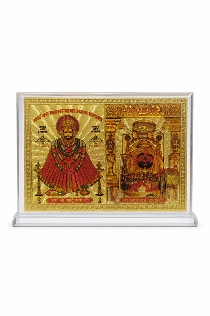Khatu Shyam Ji & Salasar Balaji Golden Acrylic Dashboard Frame