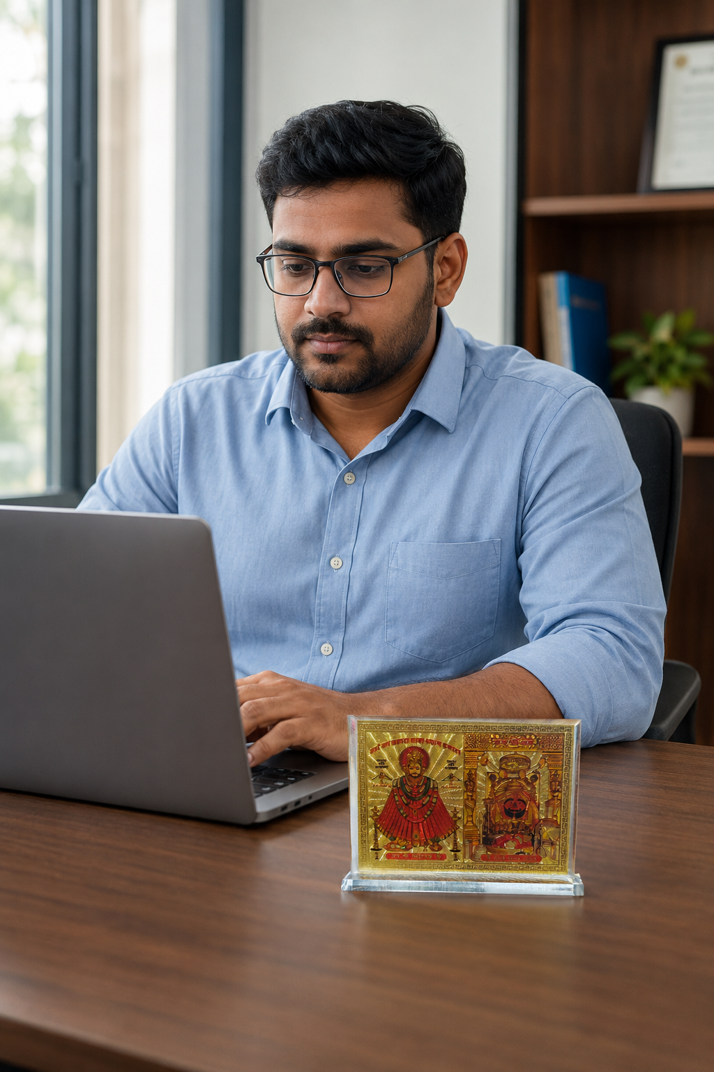 Khatu Shyam Ji & Salasar Balaji Golden Acrylic Dashboard Frame