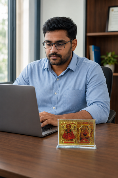 Khatu Shyam Ji & Salasar Balaji Golden Acrylic Dashboard Frame