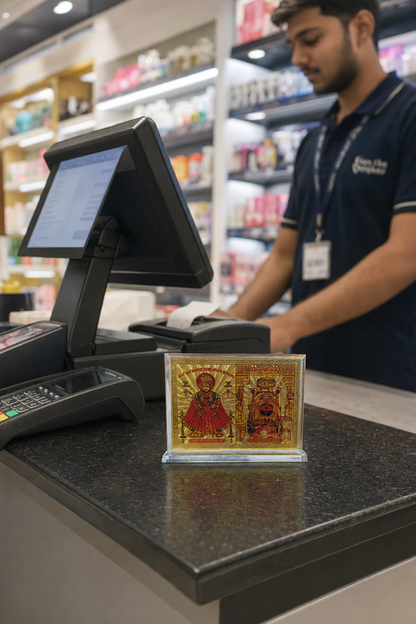 Khatu Shyam Ji & Salasar Balaji Golden Acrylic Dashboard Frame