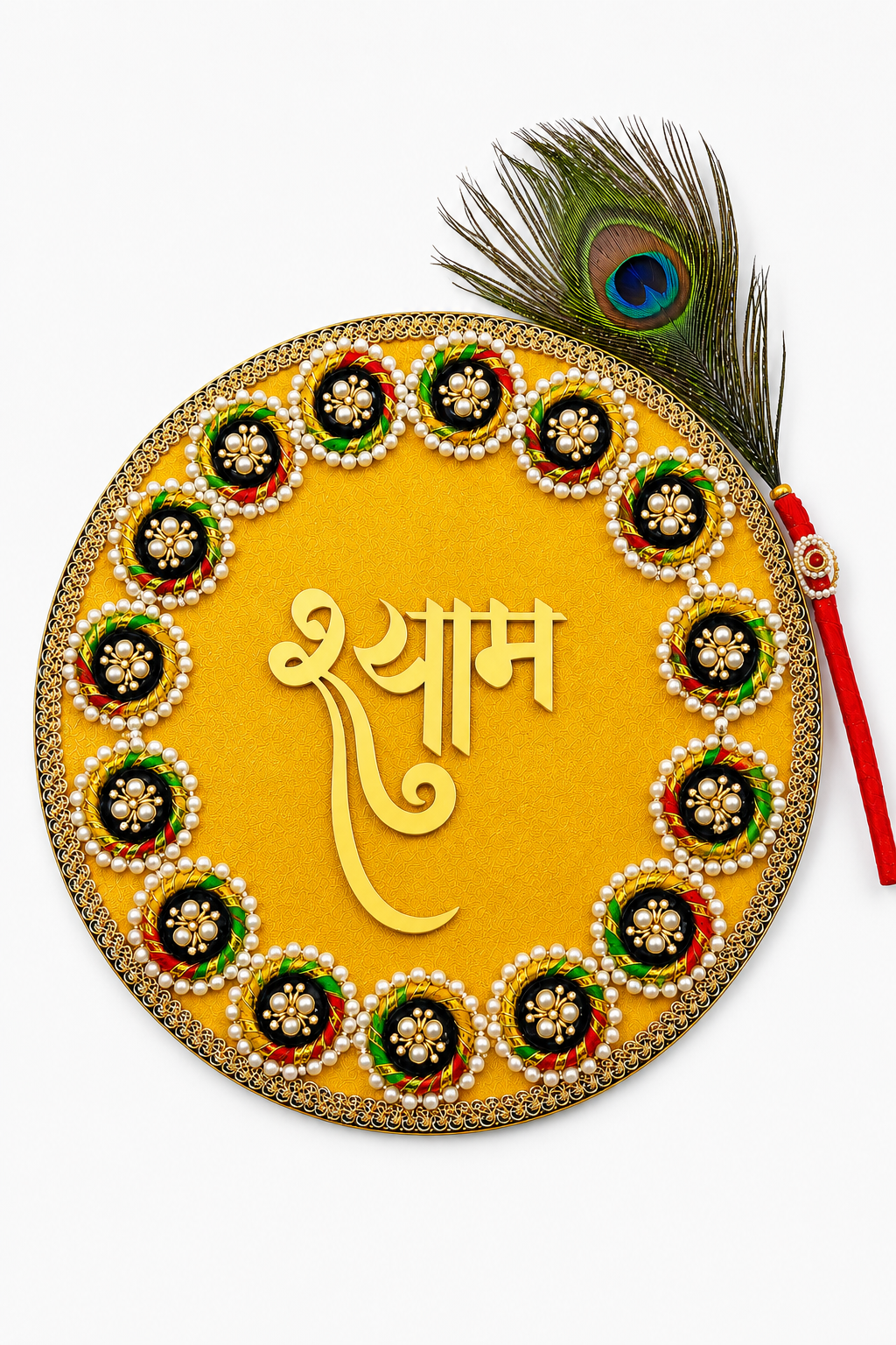 Premium Yellow Shyam Wall Hanging | Handmade Mandir & Home Decor