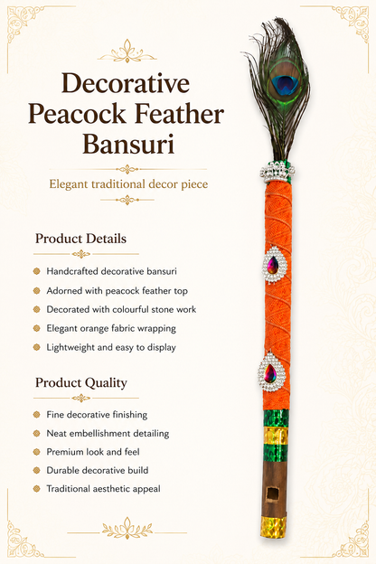 Decorative Peacock Feather Bansuri