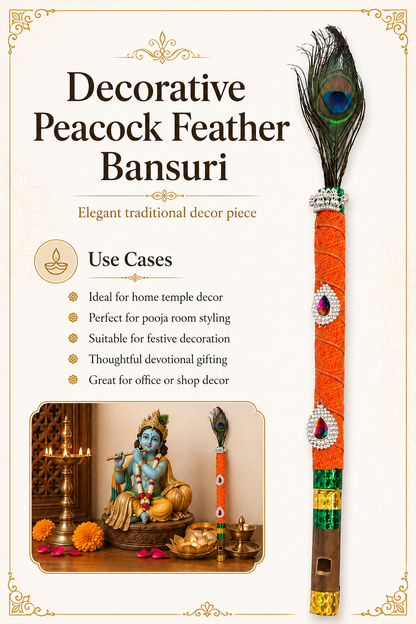 Decorative Peacock Feather Bansuri