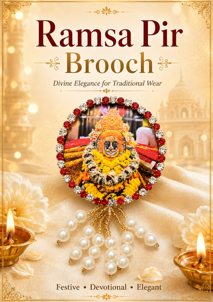 Ramsa Pir Premium Pearl Brooch | Ramdev Pir Devotional Brooch for Poshak, Pagdi & Mandir Shringar