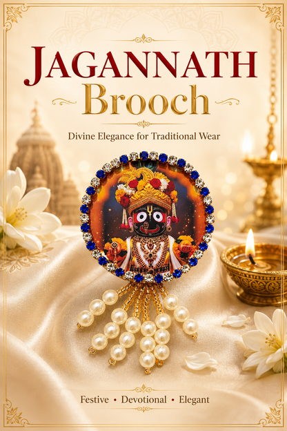 Lord Jagannath Premium Pearl Brooch | Jagannath Dev Devotional Brooch for Poshak & Mandir Shringar