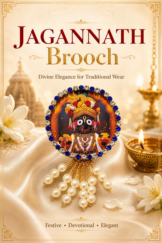 Lord Jagannath Premium Pearl Brooch | Jagannath Dev Devotional Brooch for Poshak & Mandir Shringar