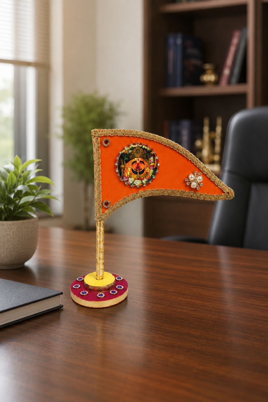Salasar Balaji Decorative Nishan with Stand – Saffron