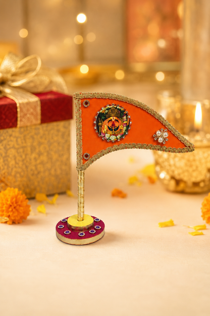 Salasar Balaji Decorative Nishan with Stand – Saffron