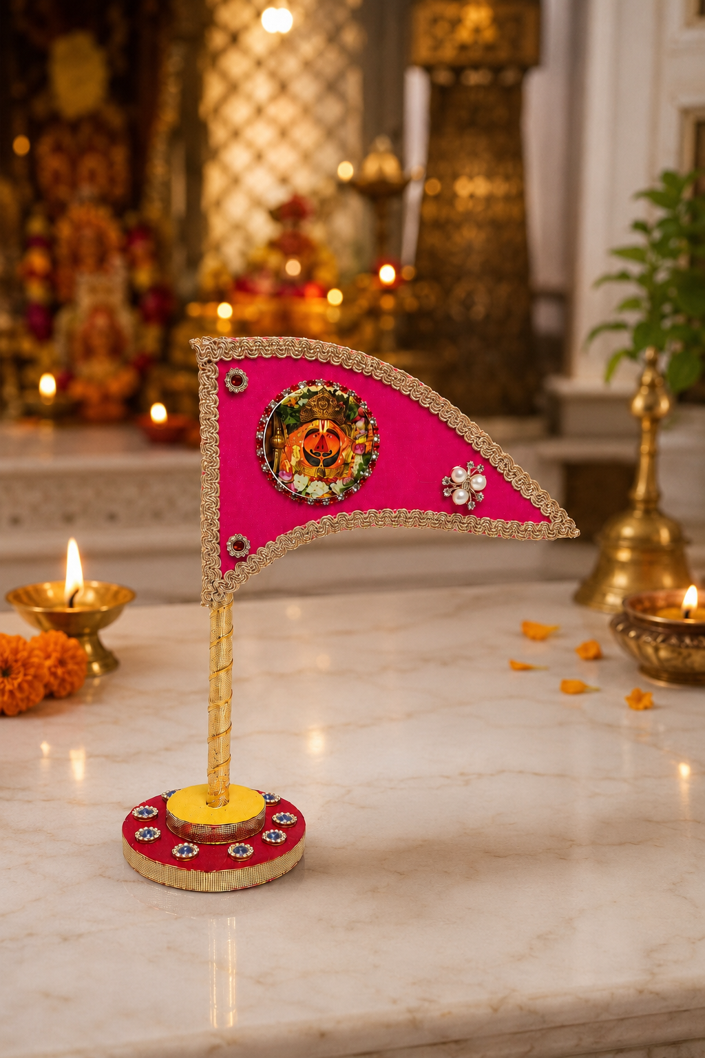 Salasar Balaji Decorative Nishan with Stand – Pink