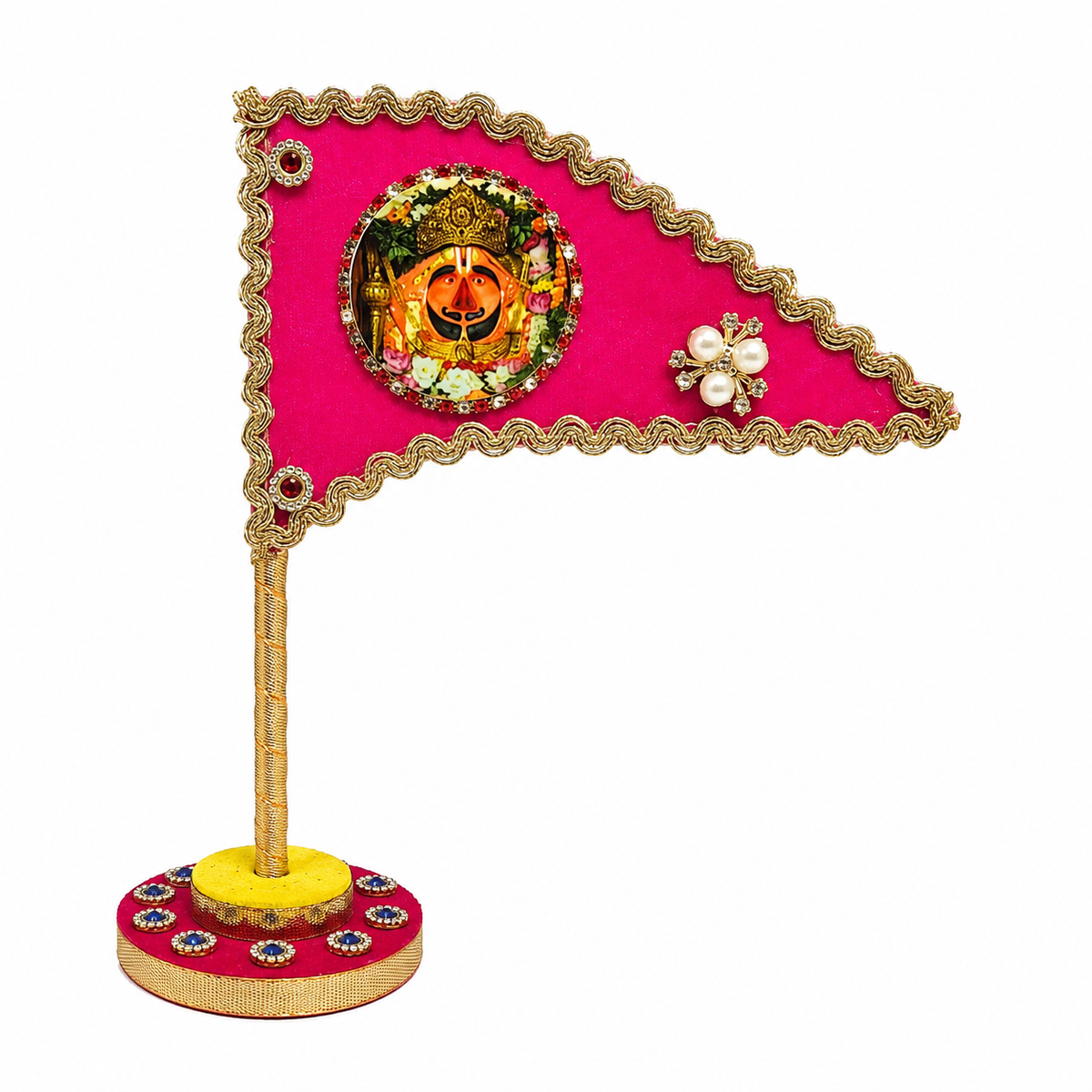 Salasar Balaji Decorative Nishan with Stand – Yellow