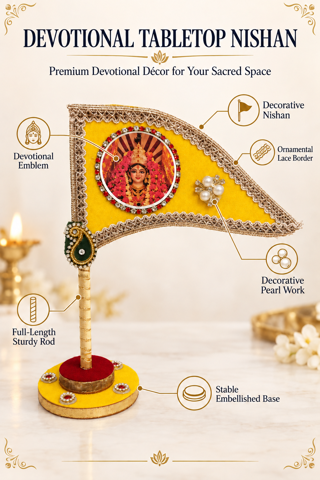 Durga Mata Yellow Tabletop Nishan – view 4