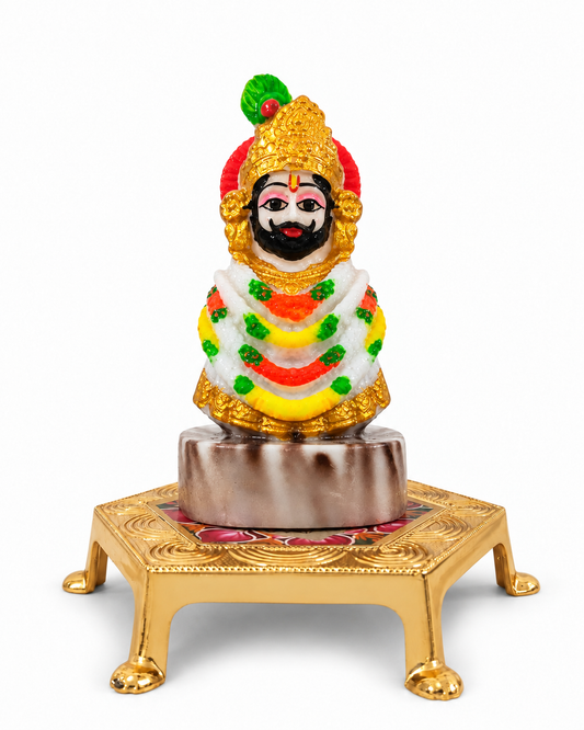 Traditional Khatu Shyam Ji Puja Set with Peacock Feather & Decorative Chowki