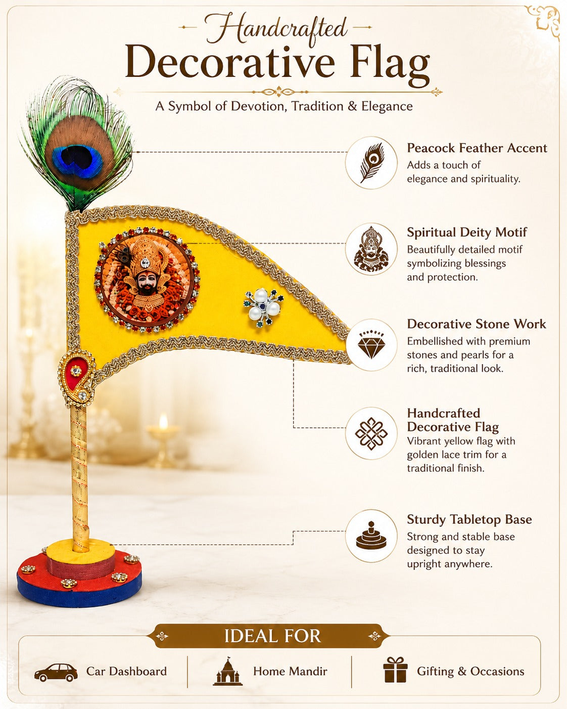 Khatu Shyam Baba Yellow Decorative Dhwaja