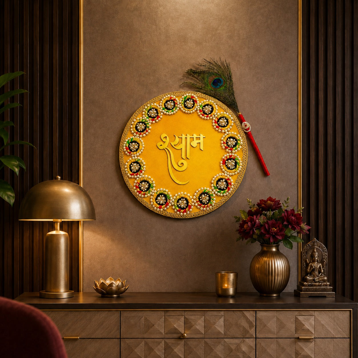 Premium Yellow Shyam Wall Hanging | Handmade Mandir & Home Decor