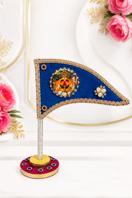 Salasar Balaji Decorative Nishan with Stand – Royal Blue