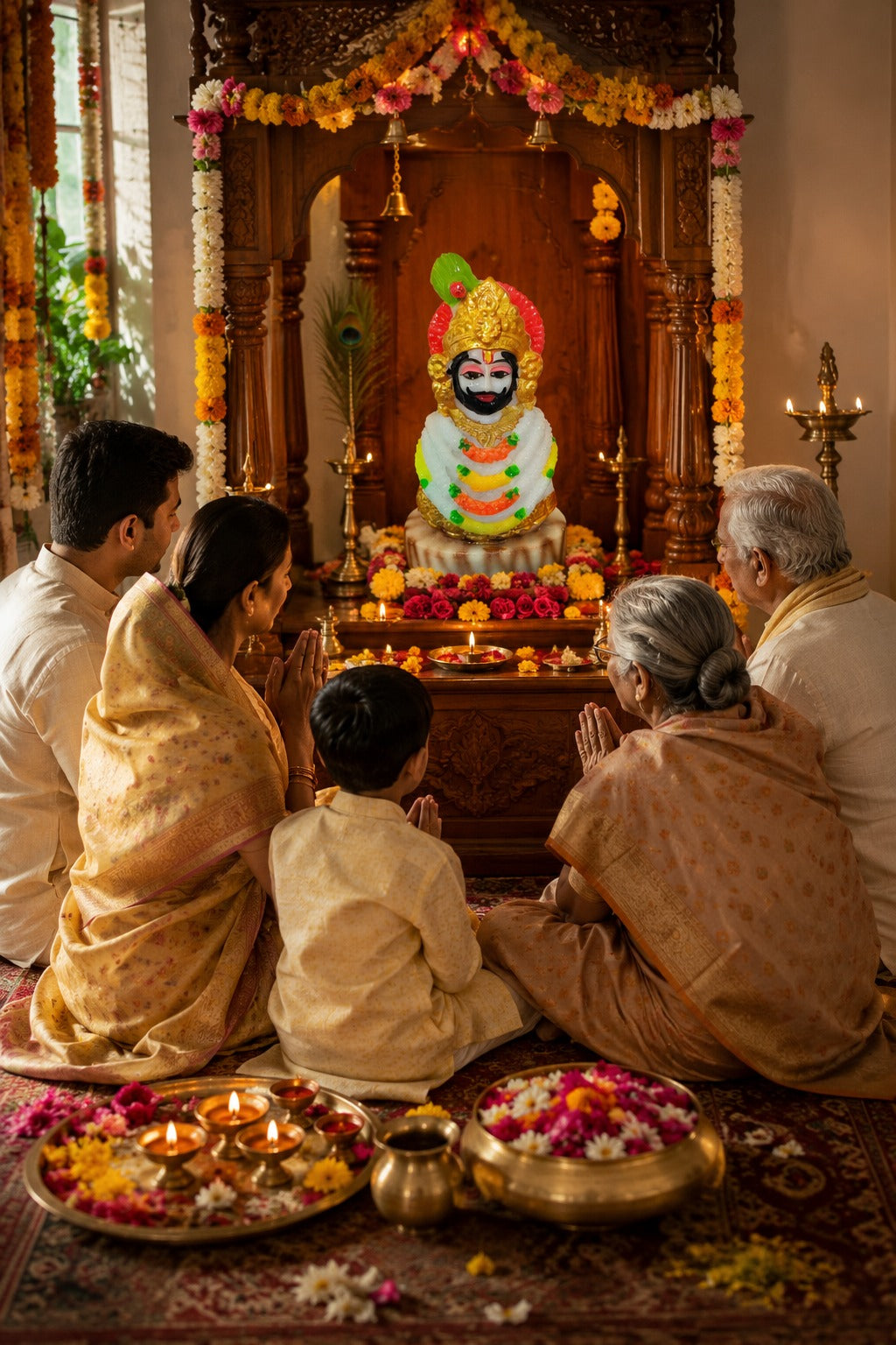 Khatu Shyam Ji Car Dashboard Idol with Decorative Base