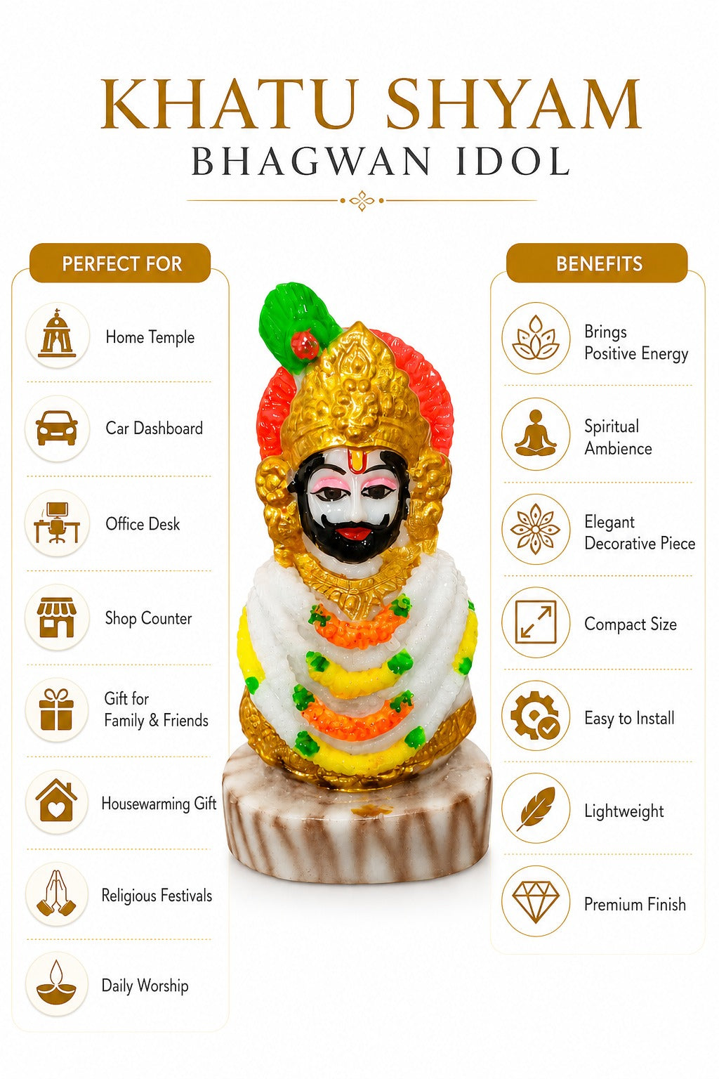 Khatu Shyam Ji Car Dashboard Idol with Decorative Base