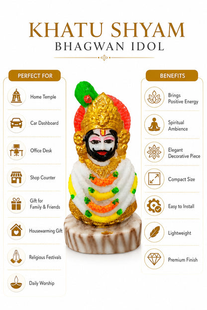 Khatu Shyam Ji Car Dashboard Idol with Decorative Base