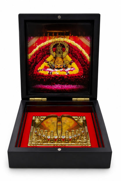Khatu Shyam Ji Charan Paduka with Photo in Premium Wooden Box