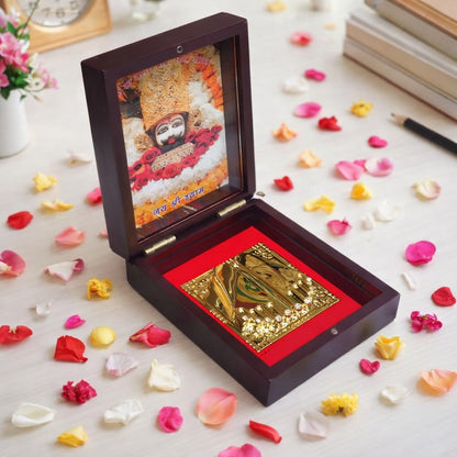 Khatu Shyam Ji Golden Charan Paduka with Photo Box