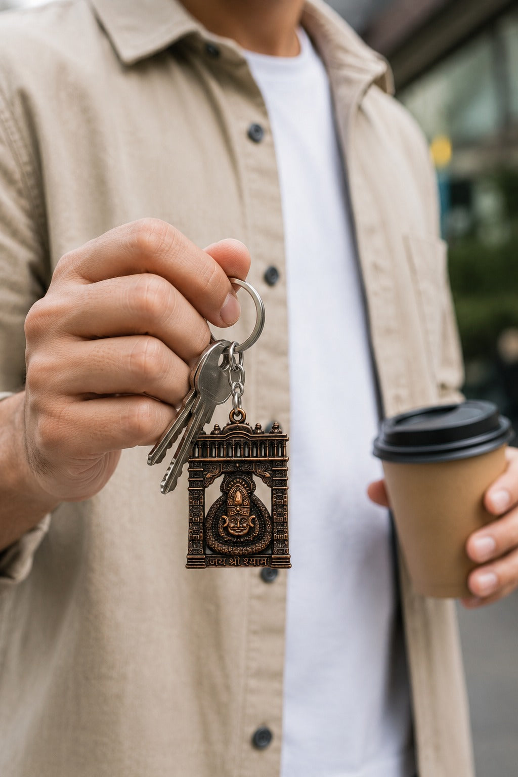 Torann Dwar | Premium Metal Keychain wish Shyam baba Photo Keychain