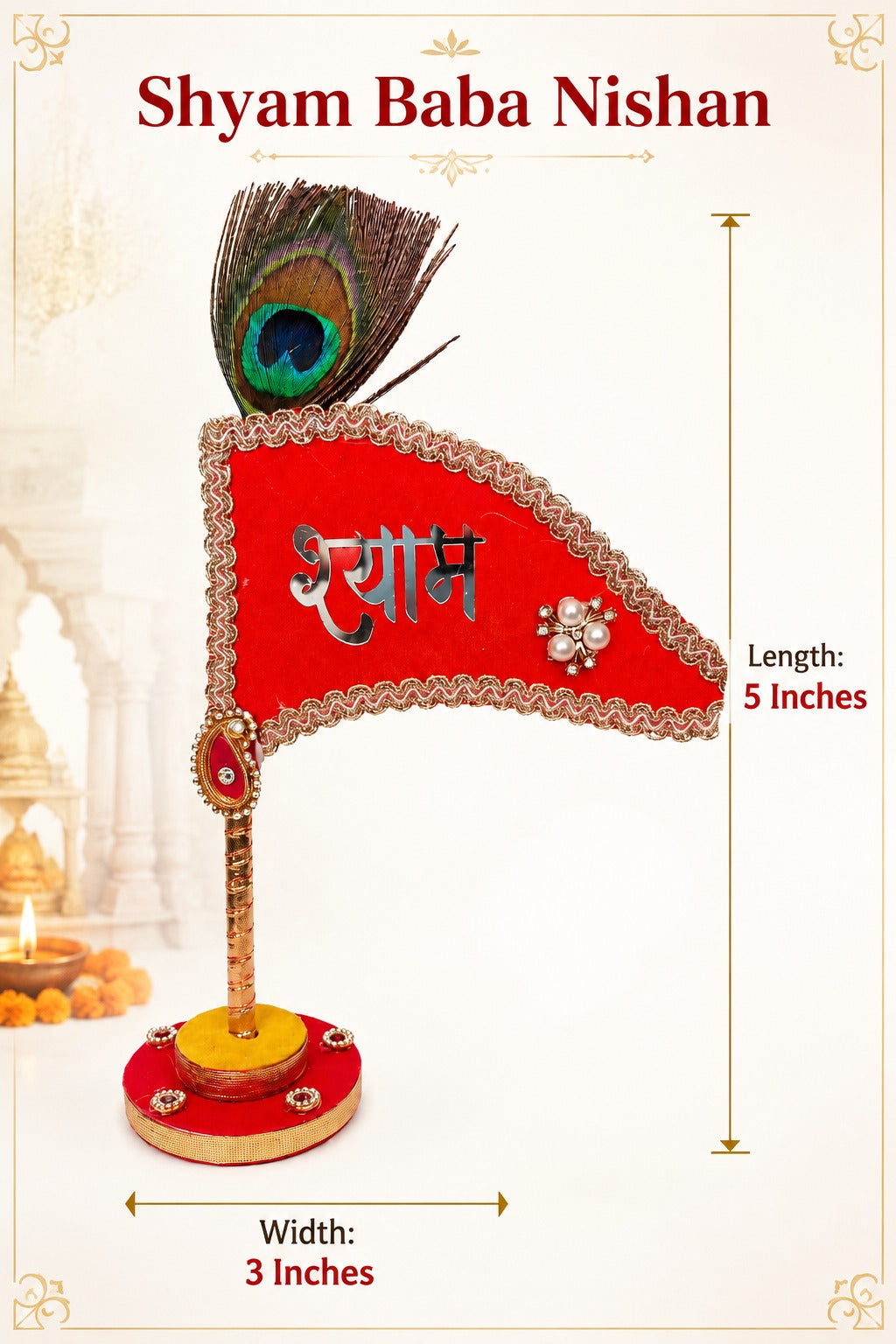 Khatu Shyam Nishan for Car Dashboard- Saffron
