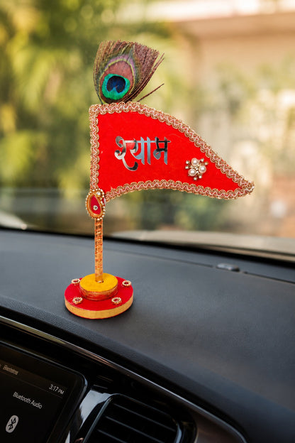 Khatu Shyam Nishan for Car Dashboard- Saffron