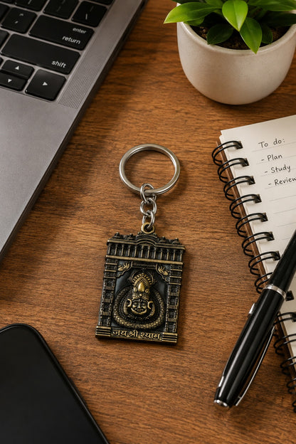 Torann Dwar | Green Premium Metal Keychain Shyam baba Photo Keychain