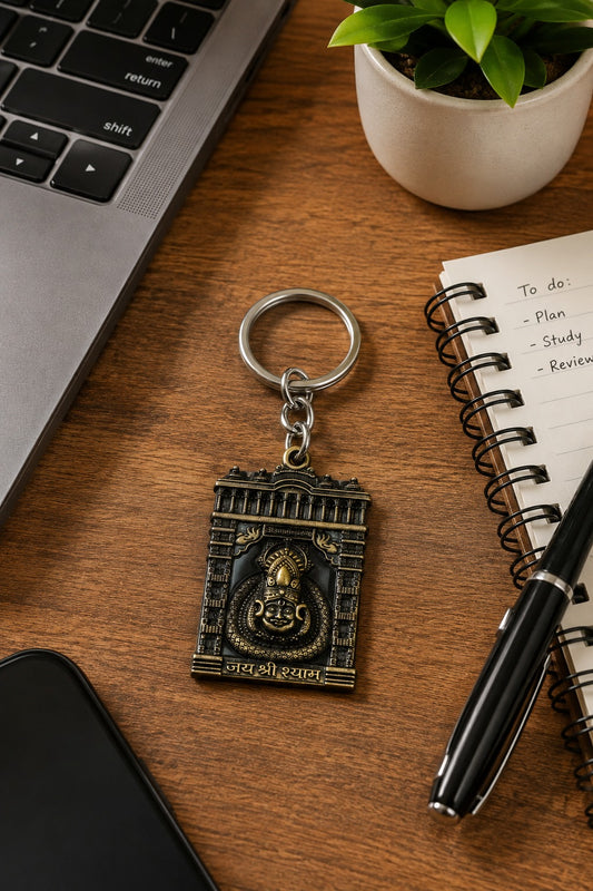 Torann Dwar | Green Premium Metal Keychain Shyam baba Photo Keychain