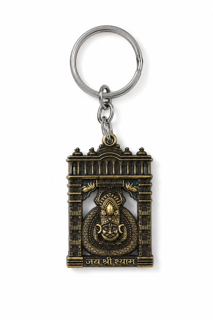 Torann Dwar | Green Premium Metal Keychain Shyam baba Photo Keychain