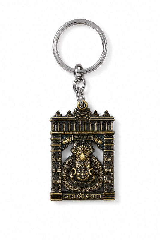 Torann Dwar | Green Premium Metal Keychain Shyam baba Photo Keychain