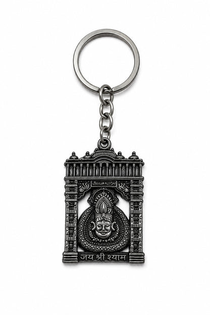 Torann Dwar | Grey Premium Metal Keychain Shyam baba Photo Keychain