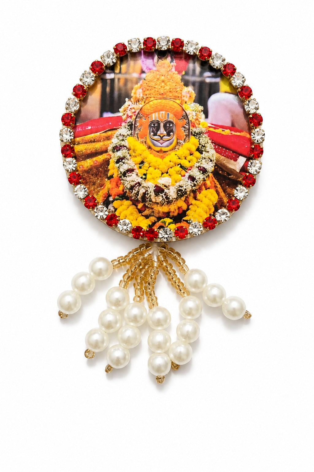 Ramsa Pir Premium Pearl Brooch | Ramdev Pir Devotional Brooch for Poshak, Pagdi & Mandir Shringar
