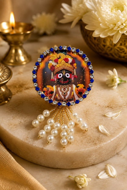 Lord Jagannath Premium Pearl Brooch | Jagannath Dev Devotional Brooch for Poshak & Mandir Shringar