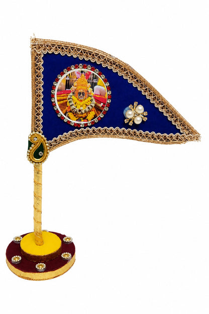 Ramdev Ji Royal Blue  Decorative Nishan Flag for Car Dashboard, Home Mandir & Office Table